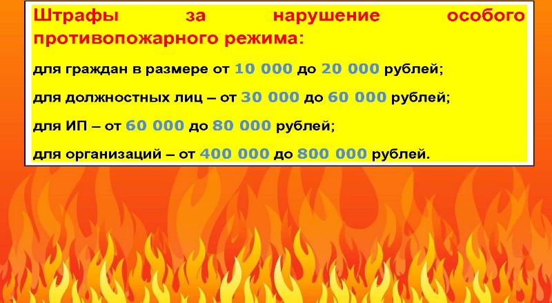 ОСОБЫЙ ПРОТИВОПОЖАРНЫЙ РЕЖИМ –  С СУББОТЫ
